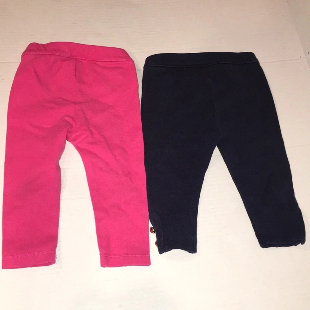 Janie & Jack Toddler Girl Legging Bottoms | Bundle Of Two | Pink Navy | 12-18 M